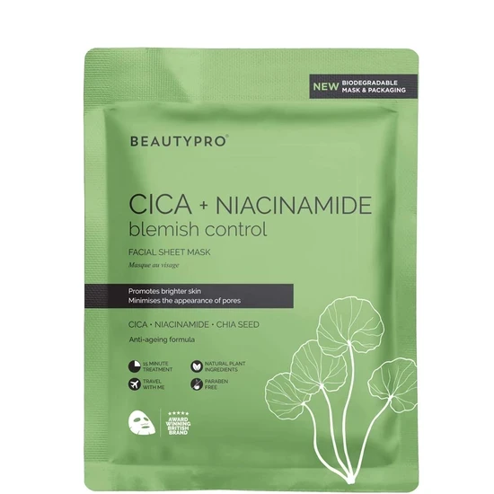 BeautyPro Cica + Niacinamide Blemish Control Facial Sheet Mask