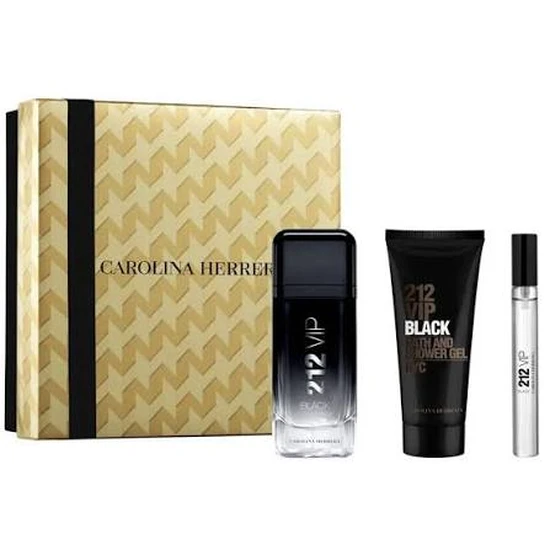 Carolina Herrera 212 Vip Black Gift Set Eau De Parfum 100Ml + Shower Gel 100Ml + Eau De Parfum Spray 10Ml