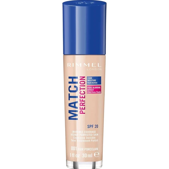 Rimmel Match Perfection 24Hr Hydration Foundation 001 Fair Porcelain - Image 5