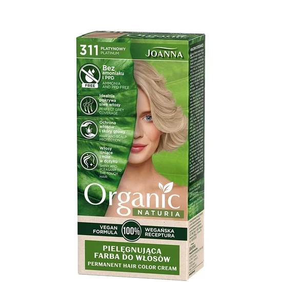 Joanna Naturia Organic Vegan Ammonia Free Permanent Hair Colour Cream 311 Platinum