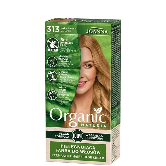 Joanna Naturia Organic Vegan Ammonia Free Permanent Hair Colour Cream 313 Caramel