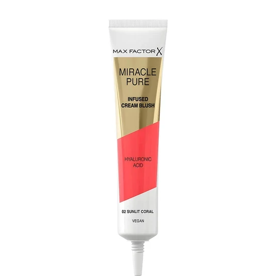 Max Factor Miracle Pure Cream Blush 02 Sunlit Coral, Moisturising, Plumps & Hydrates, Buildable Glow, Infused with Hyaluronic Acid & Squalene, Fresh & Healthy Looking Skin, 100% Vegan - Image 10
