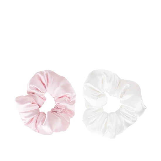 Brushworks Large Cloud Scrunchies – Pink & White (2 pack), Padded Soft Satin Hair Ties for Gentle Hold & Crease-Free Sleep, Comfortable, Vegan & Cruelty-Free Hair Accessories - Image 3