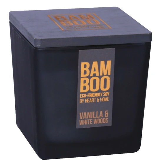 BAMBOO Large Jar Candle Vanilla & White Woods Candle