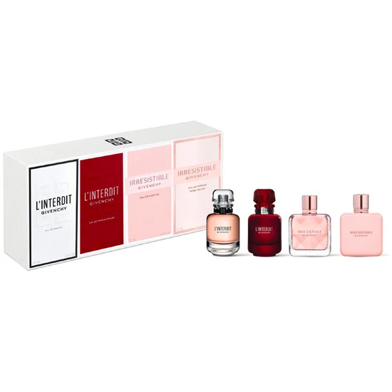 GIVENCHY Miniatures Gift Set 10ml L'Interdit Eau De Parfum + 10ml L'Interdit Rouge Eau De Parfum + 8ml Irresistible Eau De Parfum + 8ml Irresistible Rose Velvet Eau De Parfum