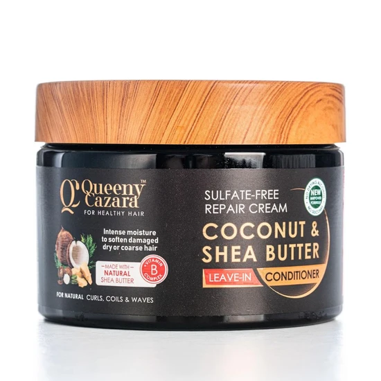 Queeny Cazara Sulfate-Free Repair Cream With Coconut & Shea Butter Leave-In Conditioner