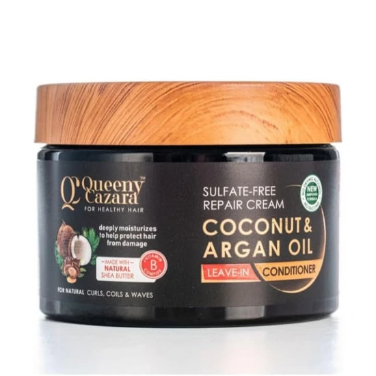 Queeny Cazara Sulfate-Free Repair Cream With Coconut & Argan Oil Leave-In Conditioner