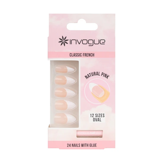 Invogue Pink French Oval Nails