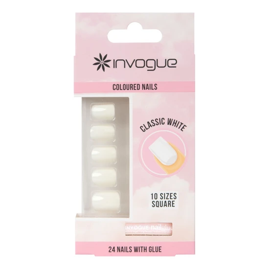 Invogue Classic White Square Nails