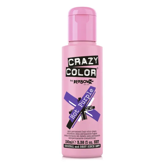 Renbow Crazy Color Semi Permanent Hair Color Cream Hot Purple No.62 100ml | Highly Pigmented Royal Purple Conditioning & Oil Nourishing Vegan Formula, No Bleach or Ammonia - Image 5
