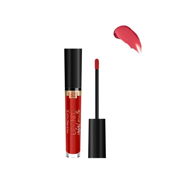 Max Factor Lipfinity Velvet Matte Lipstick 025 Red Luxury - Image 4
