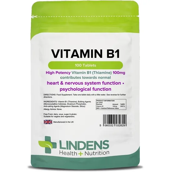 Lindens Vitamin B1 Thiamin 100Mg Tablets | 100 Pack | Super-Strong 7000% Nrv Tablets Contributes To Healthy Metabolism And Healthy Heart Function - Image 6