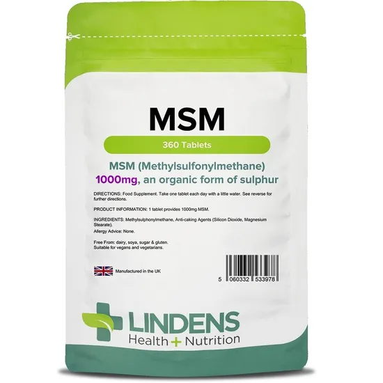 Lindens MSM 1000mg - 360 (4 x 90) Vegan Tablets - Rich in Sulphur, (12+ Months) - Image 4