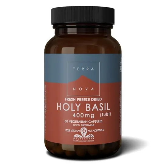 Terra Nova Holy Basil 400mg 50 Vegetarian Capsules - Image 2