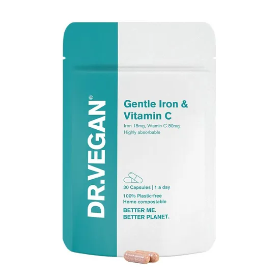 Dr Vegan Gentle Iron 18mg & Vitamin C 80mg Capsules
