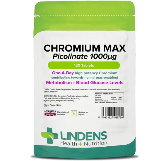 Lindens Chromium Max 1000Mcg Picolinate Tablets | 120 Pack | Mega Potency Chromium Picolinate Contributing Towards Normal Blood Glucose Levels And... - Image 7
