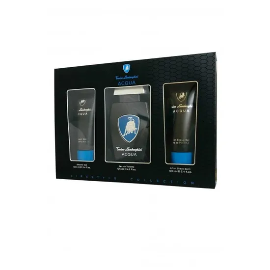 Lamborghini Acqua Gift Set 125ml Eau De Toilette + 100ml Shower Gel + 100ml Aftershave Balm
