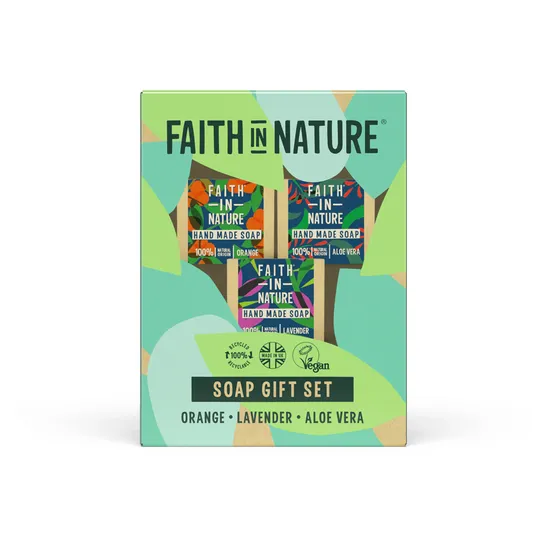 Faith in Nature Soap Gift Set Orange, Lavender & Aloe Vera