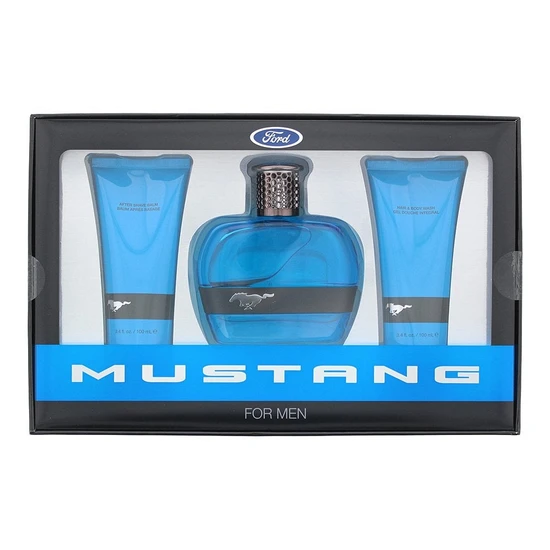 Mustang Blue Gift Set 100ml Eau De Toilette + 100ml Aftershave Balm + 100ml Hair & Body Wash