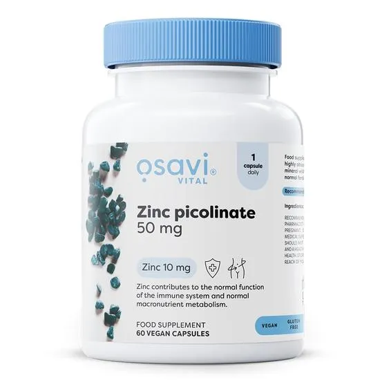 Osavi Zinc Picolinate 50mg – 60 Vegan Capsules | Highly Absorbable Zinc for Immune Support, Cognitive Function, Metabolism, and Healthy Skin | 100% Daily Zinc Requirement in One Capsule - Image 3