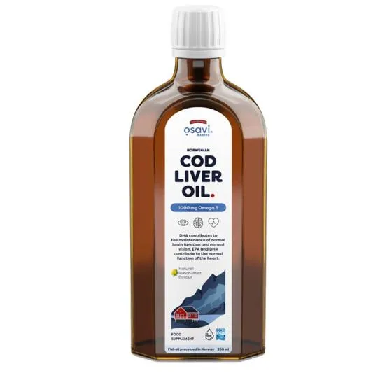 Osavi Norwegian Cod Liver Oil, 1000Mg Omega 3 (Lemon-Mint) - 250 Ml. - Image 2