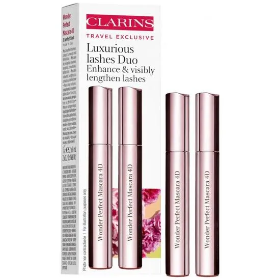 Clarins Wonder Perfect 4d Black Mascara Duo Set Wonder Perfect 4d Black Mascara
