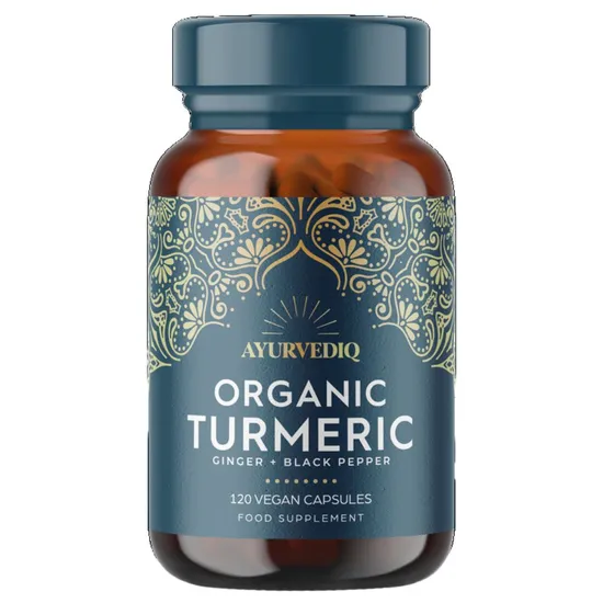 Ayurvediq Wellness Organic Turmeric Ginger Black Pepper Ext 120 Caps - 2 Pack - Image 6
