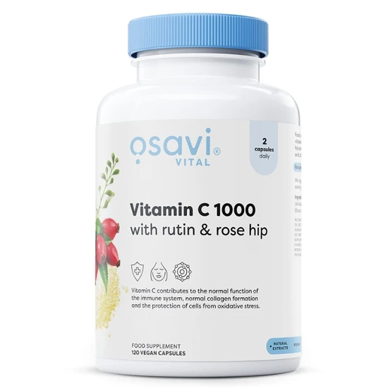 Osavi Vitamin C1000 With Rutin & Rose Hip - 120 Vegan Caps - Image 3
