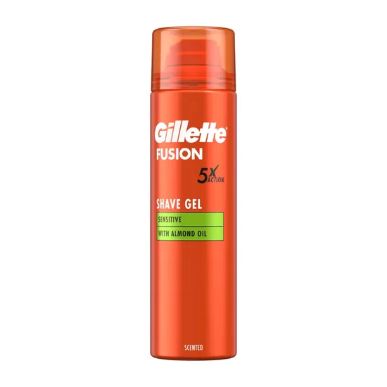 6 x 200ml Gillette Fusion 5 Shaving Gel Sensitive With Almond Oil Shave Pack - Image 2