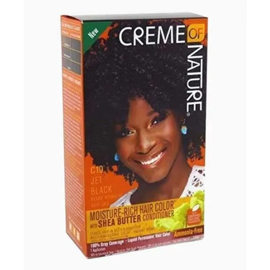 Creme Of Nature Moisture Rich Hair Colour With Shea Butter Conditioner C10 Jet Black