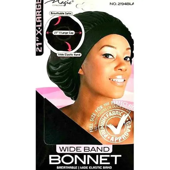 Magic Collection Wide Band Breathable Bonnet Black 2194BLA