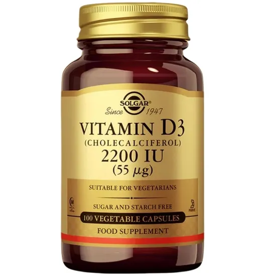 Solgar Vitamin D3 Cholecalciferol 2200IU 55µg 100 Capsules Bone Immune - Image 6