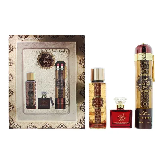 Ard Al Zaafaran Shams Al Emarat Khususi Gift Set 100ml Eau De Parfum + 250ml Body Mist + 300ml Air Freshener