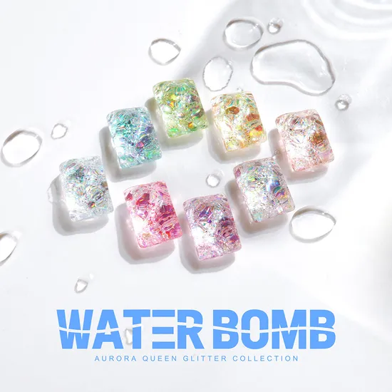 Aurora Queen Premium Glitter Gel Polish Water Bomb 8 Colours