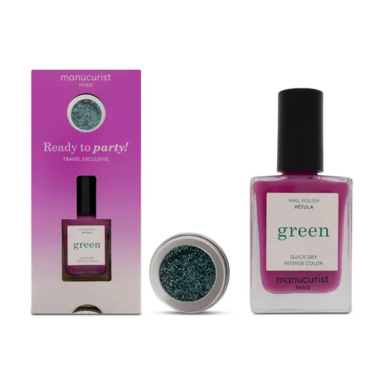 Manucurist Pink Nail Polish Set With Petula 15ml & Glitter Pot 2g