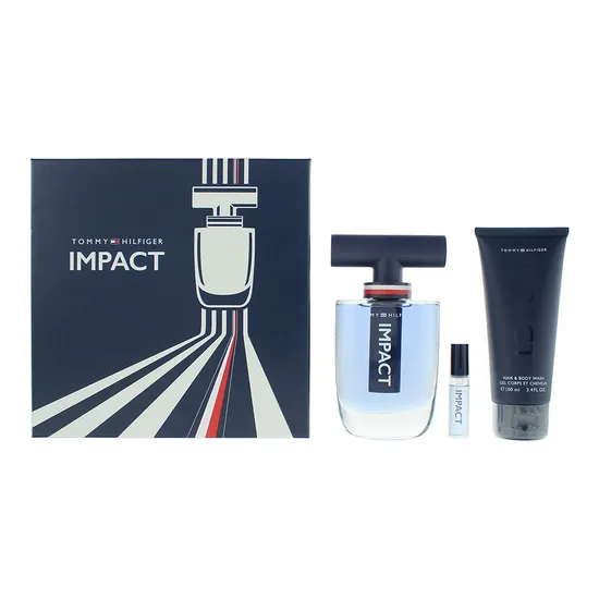 Tommy Hilfiger Impact Eau De Toilette 100ml, 4ml + Body Wash 100ml Gift Set