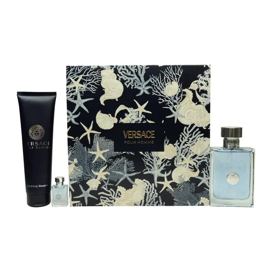 Versace Pour Homme Gift Set 100ml Eau De Toilette + 150ml Bath & Shower Gel + 5ml Eau De Toilette