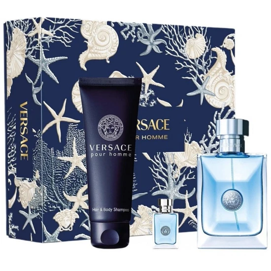 Versace Pour Homme Gift Set 100ml Eau De Toilette + 150ml Bath & Shower Gel + 5ml Eau De Toilette