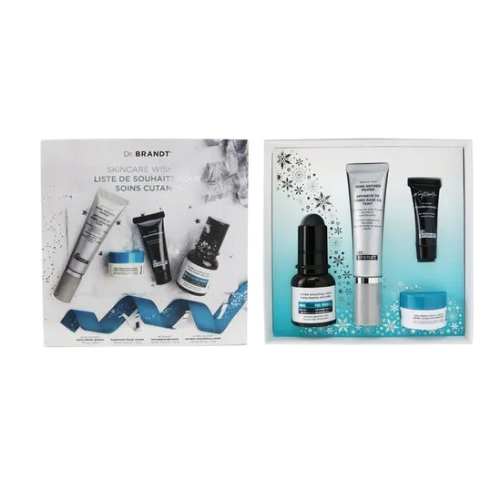 Dr Brandt Skin Care Wishlist Kit: Pore Refiner Primer 30ml+ Wrinkle Smoothing Cream 15g+ Microdermabrasion 7.5g+ Hyaluronic Cream 10g