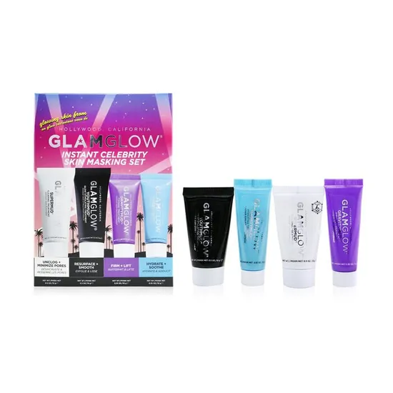 GLAMGLOW Instant Celebrity Skin Masking Set: 1x Supermud Clearing Treatment 15g/0.5oz + 1x Youthmud Glow Stimulating Treatment 15g/0.5oz + 1x Thristymud Hydrating Treatment 10g/0.35 + 1x Gravitymud Firming Treatment- 10g/0.35