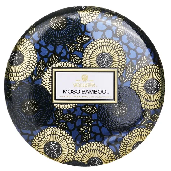 VOLUSPA 3 Wick Decorative Tin Candle Moso Bamboo