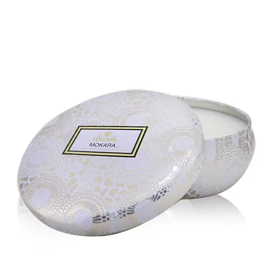VOLUSPA 3 Wick Decorative Tin Candle Mokara