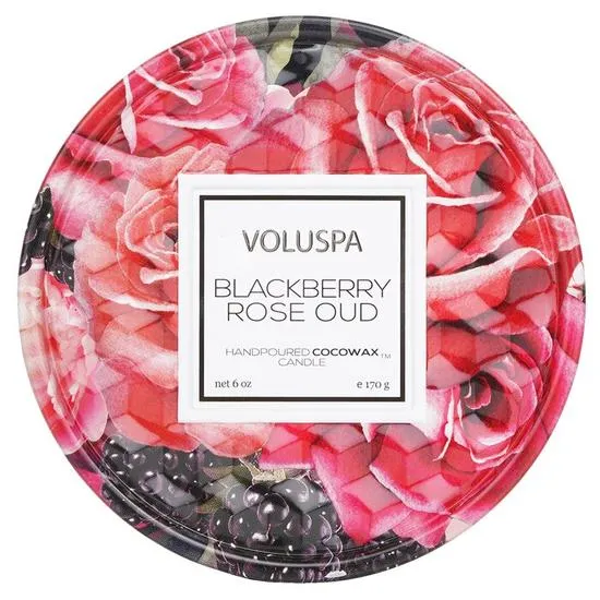 VOLUSPA 2 Wick Tin Candle Blackberry Rose Oud