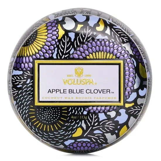VOLUSPA Mini Tin Candle Apple Blue Clover