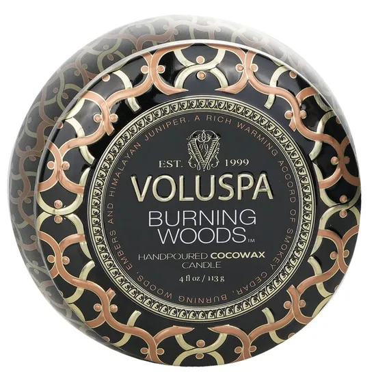 VOLUSPA Mini Tin Candle Burning Woods