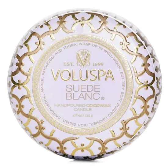 VOLUSPA Mini Tin Candle Suede Blanc