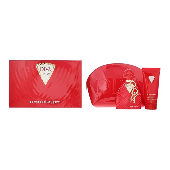 Emanuel Ungaro Diva Rouge Eau De Parfum Body Lotion + Pouch Gift Set