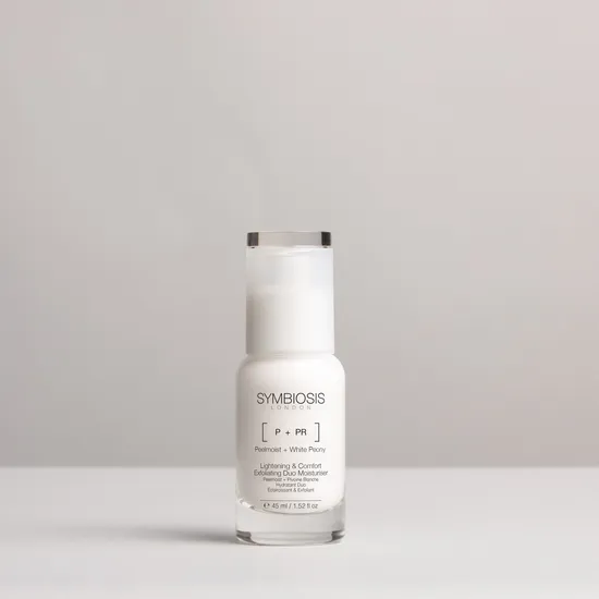 Symbiosis [Peelmoist + White Peony] Lightening & Comfort Exfoliating Duo Moisturiser