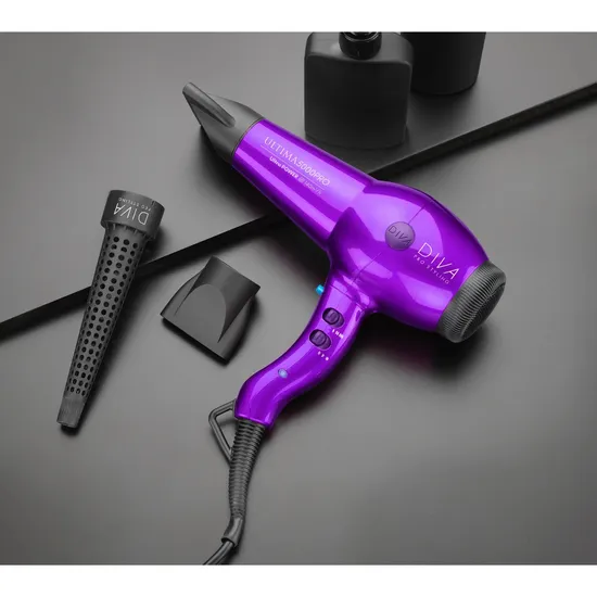 Diva Professional Styling Ultima 5000 Purple Hair Dryer With Wand