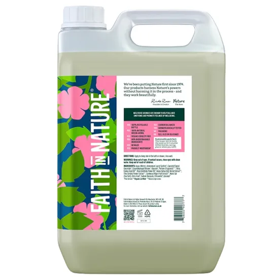 Faith In Nature Natural Wild Rose Body Wash, Balacing Shower Gel, Vegan & Cruelty Free, No SLS or Parabens, 5L Refill Pack - Image 10